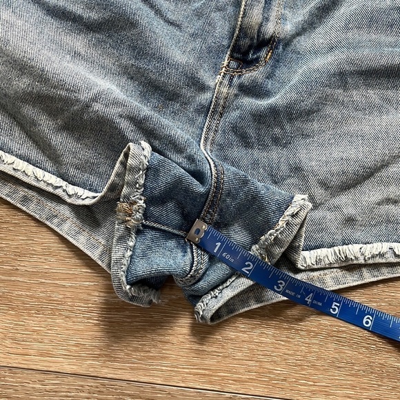 PacSun High Rise Distressed Blue Denim Jean Shorts - Picture 9 of 10